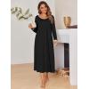Ekouaer Long Nightgowns for Women Long Sleeve Sleepshirts Loungewear Casual Sleepwear Loose Sleep Dress with Pockets(Black)