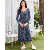 Ekouaer Long Nightgowns for Women Long Sleeve Sleepshirts Loungewear Casual Sleepwear Loose Sleep Dress with Pockets(Black With White Flowers)