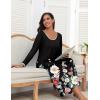 Ekouaer Long Nightgowns for Women Long Sleeve Sleepshirts Loungewear Casual Sleepwear Loose Sleep Dress with Pockets(Black/Colorful Flower)