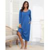 Ekouaer Long Nightgowns for Women Long Sleeve Sleepshirts Loungewear Casual Sleepwear Loose Sleep Dress with Pockets(Blue)