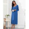 Ekouaer Long Nightgowns for Women Long Sleeve Sleepshirts Loungewear Casual Sleepwear Loose Sleep Dress with Pockets(Blue)