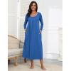 Ekouaer Long Nightgowns for Women Long Sleeve Sleepshirts Loungewear Casual Sleepwear Loose Sleep Dress with Pockets(Blue)
