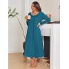 Ekouaer Long Nightgowns for Women Long Sleeve Sleepshirts Loungewear Casual Sleepwear Loose Sleep Dress with Pockets(Blue Green)