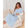 Ekouaer Long Nightgowns for Women Long Sleeve Sleepshirts Loungewear Casual Sleepwear Loose Sleep Dress with Pockets(Blue/Red Flowers)