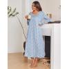 Ekouaer Long Nightgowns for Women Long Sleeve Sleepshirts Loungewear Casual Sleepwear Loose Sleep Dress with Pockets(Blue/Red Flowers)