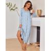 Ekouaer Long Nightgowns for Women Long Sleeve Sleepshirts Loungewear Casual Sleepwear Loose Sleep Dress with Pockets(Blue/Red Flowers)