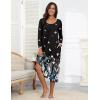 Ekouaer Long Nightgowns for Women Long Sleeve Sleepshirts Loungewear Casual Sleepwear Loose Sleep Dress with Pockets(Floral Butterfly)