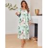 Ekouaer Long Nightgowns for Women Long Sleeve Sleepshirts Loungewear Casual Sleepwear Loose Sleep Dress with Pockets(Floral Green)