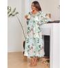 Ekouaer Long Nightgowns for Women Long Sleeve Sleepshirts Loungewear Casual Sleepwear Loose Sleep Dress with Pockets(Floral Green)