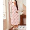 Ekouaer Long Nightgowns for Women Long Sleeve Sleepshirts Loungewear Casual Sleepwear Loose Sleep Dress with Pockets(Floral Pink)