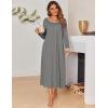 Ekouaer Long Nightgowns for Women Long Sleeve Sleepshirts Loungewear Casual Sleepwear Loose Sleep Dress with Pockets(Grey)