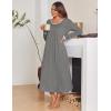Ekouaer Long Nightgowns for Women Long Sleeve Sleepshirts Loungewear Casual Sleepwear Loose Sleep Dress with Pockets(Grey)