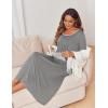 Ekouaer Long Nightgowns for Women Long Sleeve Sleepshirts Loungewear Casual Sleepwear Loose Sleep Dress with Pockets(Grey)