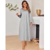 Ekouaer Long Nightgowns for Women Long Sleeve Sleepshirts Loungewear Casual Sleepwear Loose Sleep Dress with Pockets(Light Grey)