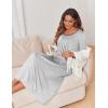 Ekouaer Long Nightgowns for Women Long Sleeve Sleepshirts Loungewear Casual Sleepwear Loose Sleep Dress with Pockets(Light Grey)