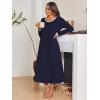 Ekouaer Long Nightgowns for Women Long Sleeve Sleepshirts Loungewear Casual Sleepwear Loose Sleep Dress with Pockets(Navy Blue)