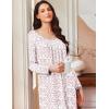 Ekouaer Long Nightgowns for Women Long Sleeve Sleepshirts Loungewear Casual Sleepwear Loose Sleep Dress with Pockets(Pink Flowers)