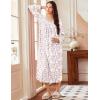 Ekouaer Long Nightgowns for Women Long Sleeve Sleepshirts Loungewear Casual Sleepwear Loose Sleep Dress with Pockets(Pink Flowers)