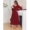 Ekouaer Long Nightgowns for Women Long Sleeve Sleepshirts Loungewear Casual Sleepwear Loose Sleep Dress with Pockets(Plaid)