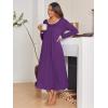 Ekouaer Long Nightgowns for Women Long Sleeve Sleepshirts Loungewear Casual Sleepwear Loose Sleep Dress with Pockets(Purple)