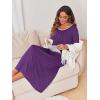 Ekouaer Long Nightgowns for Women Long Sleeve Sleepshirts Loungewear Casual Sleepwear Loose Sleep Dress with Pockets(Purple)