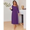 Ekouaer Long Nightgowns for Women Long Sleeve Sleepshirts Loungewear Casual Sleepwear Loose Sleep Dress with Pockets(Purple)