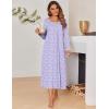 Ekouaer Long Nightgowns for Women Long Sleeve Sleepshirts Loungewear Casual Sleepwear Loose Sleep Dress with Pockets(Purple/Blue Flowers)
