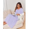 Ekouaer Long Nightgowns for Women Long Sleeve Sleepshirts Loungewear Casual Sleepwear Loose Sleep Dress with Pockets(Purple/Blue Flowers)