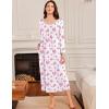Ekouaer Long Nightgowns for Women Long Sleeve Sleepshirts Loungewear Casual Sleepwear Loose Sleep Dress with Pockets(White With Pink Floral)