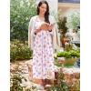 Ekouaer Long Nightgowns for Women Long Sleeve Sleepshirts Loungewear Casual Sleepwear Loose Sleep Dress with Pockets(White With Pink Floral)
