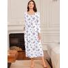 Ekouaer Long Nightgowns for Women Long Sleeve Sleepshirts Loungewear Casual Sleepwear Loose Sleep Dress with Pockets(White With Purple Floral)
