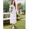 Ekouaer Long Nightgowns for Women Long Sleeve Sleepshirts Loungewear Casual Sleepwear Loose Sleep Dress with Pockets(White With Purple Floral)