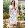 Ekouaer Long Nightgowns for Women Long Sleeve Sleepshirts Loungewear Casual Sleepwear Loose Sleep Dress with Pockets(White With Purple Floral)