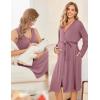 Ekouaer Maternity Nursing Gown and Robe Set Labor Delivery Nursing Nightgowns for Breastfeeding Pregnancy Clothes(Grey Red)