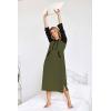 Ekouaer Nightgowns for Women Cotton Nightgown Long Sleeve Hooded Night Gown Contrast Color Full Length Loungewear with Pocket(Army Green)
