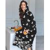 Ekouaer Nightgowns for Women Cotton Nightgown Long Sleeve Hooded Night Gown Contrast Color Full Length Loungewear with Pocket(Black Butterfly)