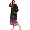 Ekouaer Nightgowns for Women Cotton Nightgown Long Sleeve Hooded Night Gown Contrast Color Full Length Loungewear with Pocket(Black Cherry Blossoms)