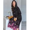 Ekouaer Nightgowns for Women Cotton Nightgown Long Sleeve Hooded Night Gown Contrast Color Full Length Loungewear with Pocket(Black Cherry Blossoms)
