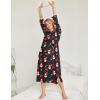 Ekouaer Nightgowns for Women Cotton Nightgown Long Sleeve Hooded Night Gown Contrast Color Full Length Loungewear with Pocket(Black Christmas Print)
