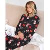 Ekouaer Nightgowns for Women Cotton Nightgown Long Sleeve Hooded Night Gown Contrast Color Full Length Loungewear with Pocket(Black Christmas Print)