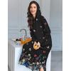 Ekouaer Nightgowns for Women Cotton Nightgown Long Sleeve Hooded Night Gown Contrast Color Full Length Loungewear with Pocket(Black Colorful Butterfly)