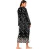 Ekouaer Nightgowns for Women Cotton Nightgown Long Sleeve Hooded Night Gown Contrast Color Full Length Loungewear with Pocket(Black Flowers)