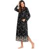 Ekouaer Nightgowns for Women Cotton Nightgown Long Sleeve Hooded Night Gown Contrast Color Full Length Loungewear with Pocket(Black Flowers)