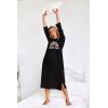 Ekouaer Nightgowns for Women Cotton Nightgown Long Sleeve Hooded Night Gown Contrast Color Full Length Loungewear with Pocket(Black Rainbow)