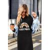 Ekouaer Nightgowns for Women Cotton Nightgown Long Sleeve Hooded Night Gown Contrast Color Full Length Loungewear with Pocket(Black Rainbow)
