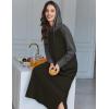 Ekouaer Nightgowns for Women Cotton Nightgown Long Sleeve Hooded Night Gown Contrast Color Full Length Loungewear with Pocket(Black/Grey)