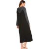 Ekouaer Nightgowns for Women Cotton Nightgown Long Sleeve Hooded Night Gown Contrast Color Full Length Loungewear with Pocket(Black/Grey)