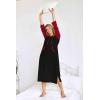 Ekouaer Nightgowns for Women Cotton Nightgown Long Sleeve Hooded Night Gown Contrast Color Full Length Loungewear with Pocket(Black/Red)