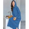 Ekouaer Nightgowns for Women Cotton Nightgown Long Sleeve Hooded Night Gown Contrast Color Full Length Loungewear with Pocket(Blue Dog Footprints)