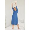 Ekouaer Nightgowns for Women Cotton Nightgown Long Sleeve Hooded Night Gown Contrast Color Full Length Loungewear with Pocket(Blue Dog Footprints)